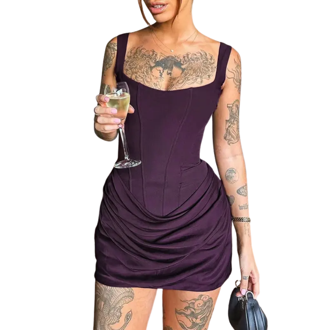 MARIBETH™ – Sexy Ruched Drawstring Corset Mini Dress