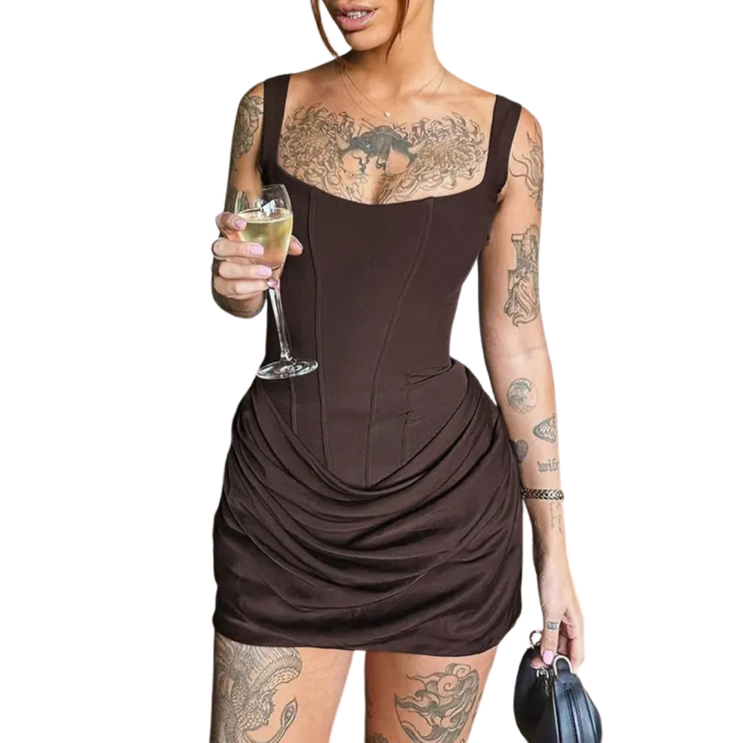 MARIBETH™ – Sexy Ruched Drawstring Corset Mini Dress